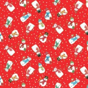Christmas Cotton Red Snowmen Sold per 1/2mt