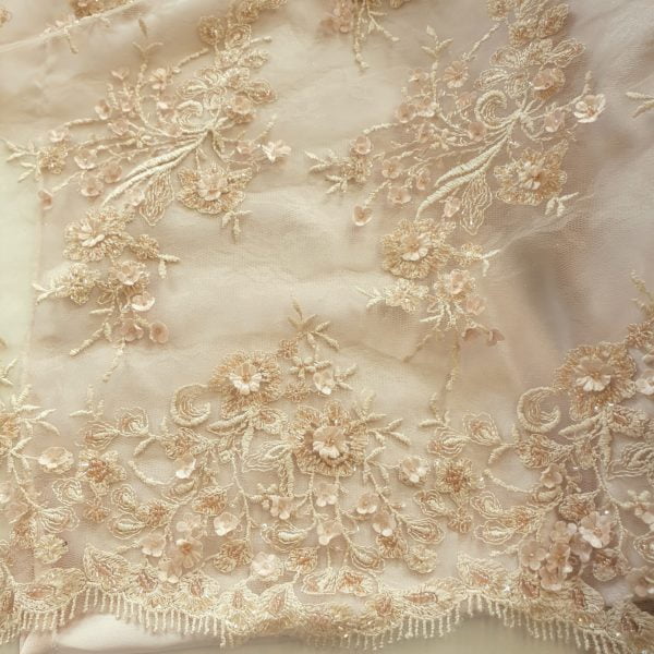 Embroidered and beaded raised detailed Lace - Image 2