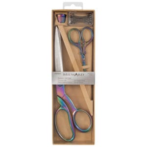 Rainbow Scissors Gift Set | Dressmaking (21.5cm) | Embroidery (9.5cm) | Thimble | Pins