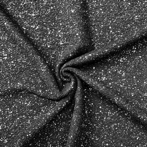 Stretch Crinkle Jersey in a Black Silver pleated style - Image 2