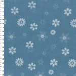 2 Tone White Daisy Floral Chambray Denim