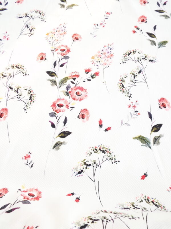 Cotton Stretch Honeycomb Pique Floral Print - Image 3