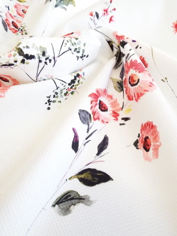 Cotton Stretch Honeycomb Pique Floral Print