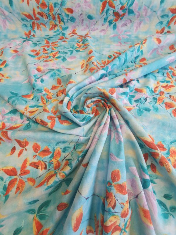 Balinese style printed Cheesecloth in Aquas