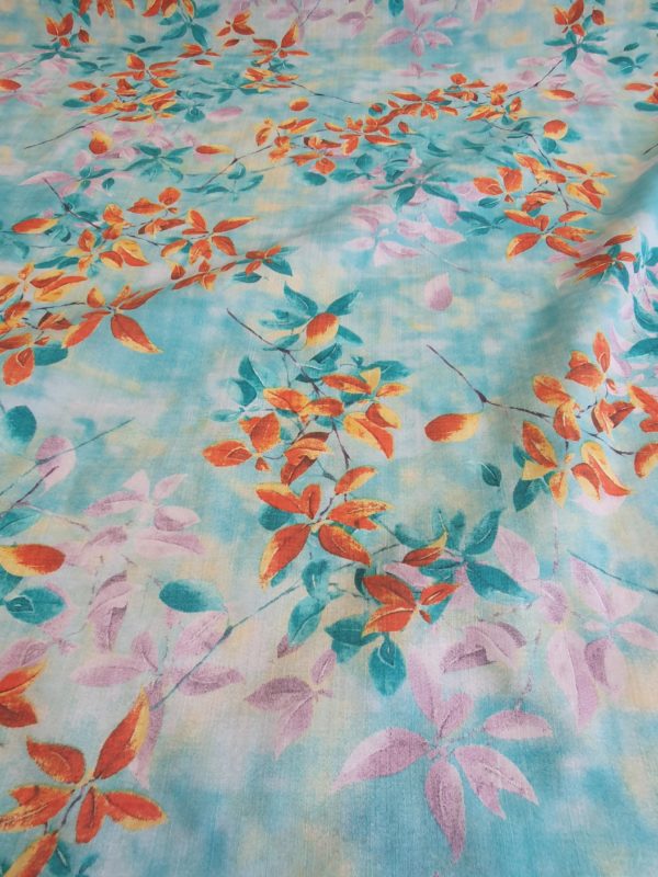 Balinese style printed Cheesecloth in Aquas - Image 2