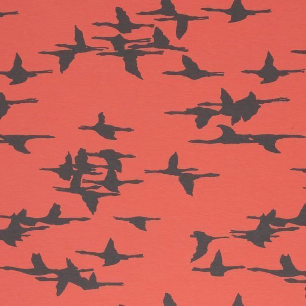 Stretch Abstract and Floral Cotton Jersey in Salmon Pinks - Image 7