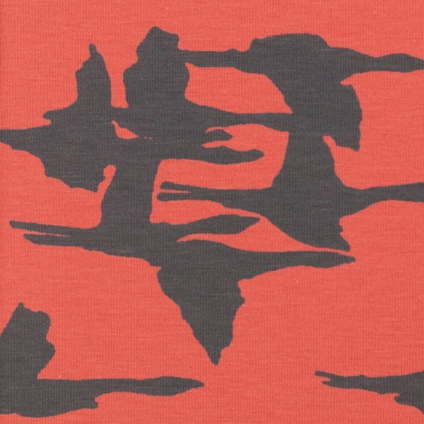 Stretch Abstract and Floral Cotton Jersey in Salmon Pinks - Image 8