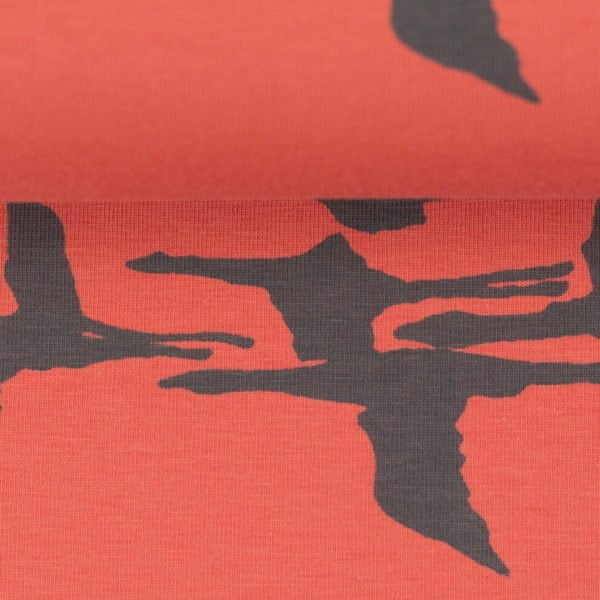 Stretch Abstract and Floral Cotton Jersey in Salmon Pinks - Image 9