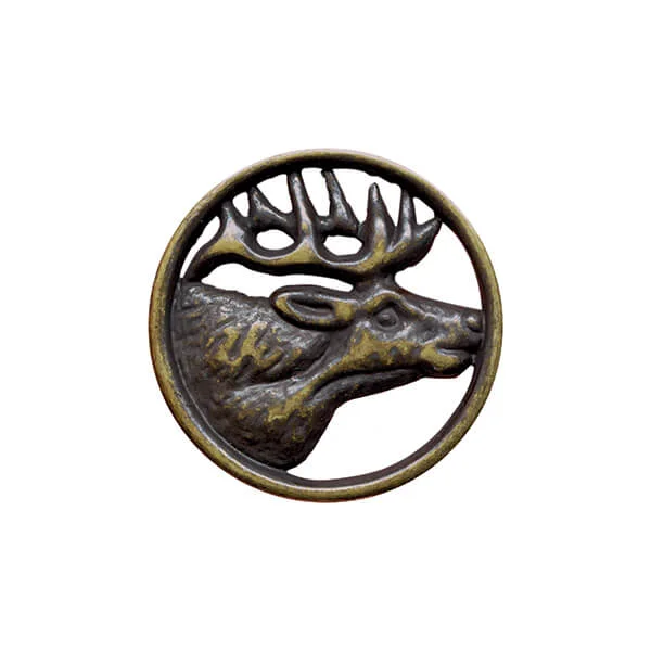 Metal Button - Deer Head in Antique Brass
