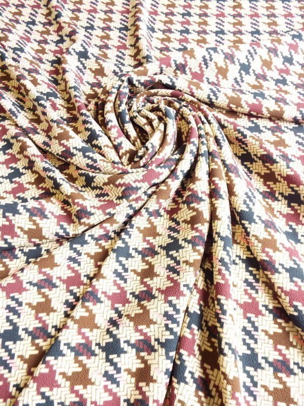 Polyester Stretch Houndstooth Crepe de Chine - Image 2