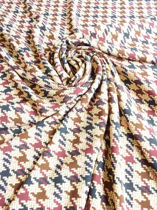 Polyester Stretch Houndstooth Crepe de Chine - Image 2
