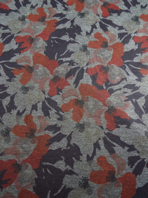 Abstract Poppy Red Floral on a Stretch Ponte de Roma Jersey - Image 5