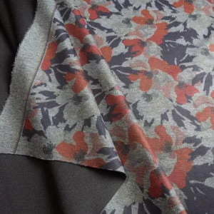 Abstract Poppy Red Floral on a Stretch Ponte de Roma Jersey