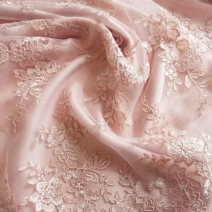 Embroidered Runner Double scalloped lace in Blush Rose Pink