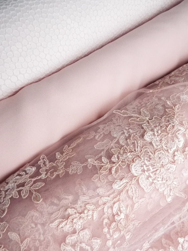 Embroidered Runner Double scalloped lace in Blush Rose Pink - Image 3