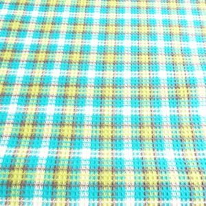 Multi coloured Lime and Turquoise Waffle Tweed Check