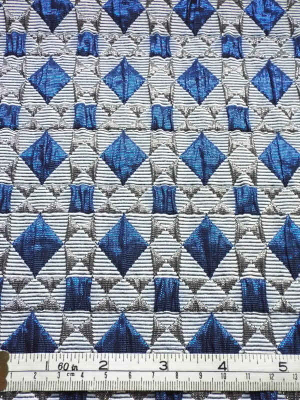 Sapphire centre Jewelled Diamond 'Reversible' Jacquard Brocade - Image 7