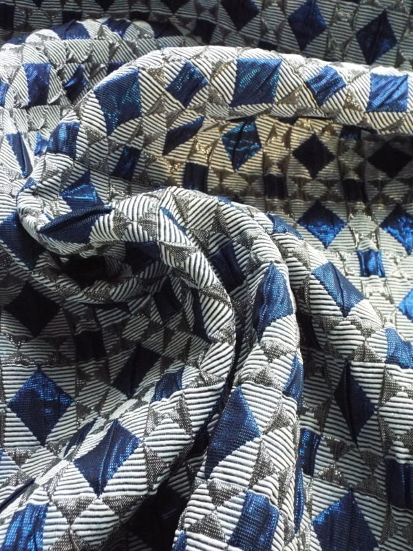 Sapphire centre Jewelled Diamond 'Reversible' Jacquard Brocade