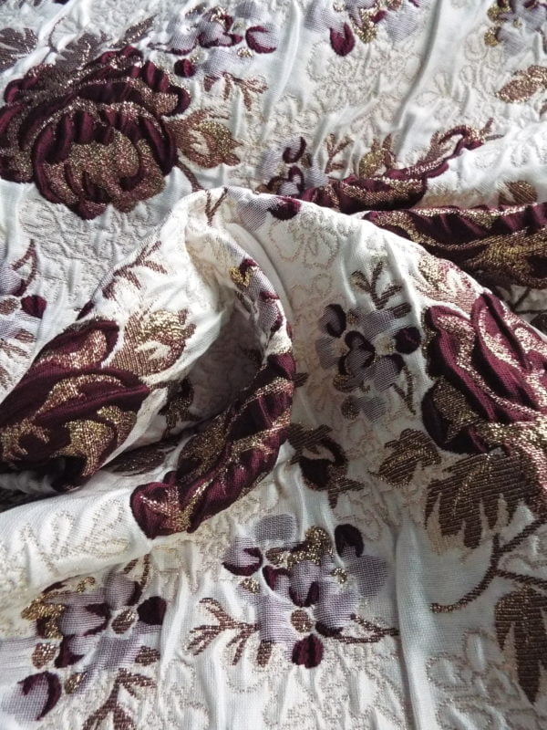 Cloque styled raised Jacquard in Traditional Floral Deisgn