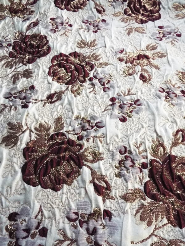 Cloque styled raised Jacquard in Traditional Floral Deisgn - Image 3