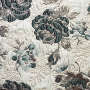 Cloque styled raised Jacquard in Traditional Floral Deisgn - Last Length  Forest 1.80mt Piece