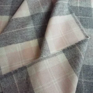 'Cameo' Large checked wool Worsted in Pinks and Greys