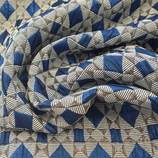 Sapphire centre Jewelled Diamond 'Reversible' Jacquard Brocade - Image 5