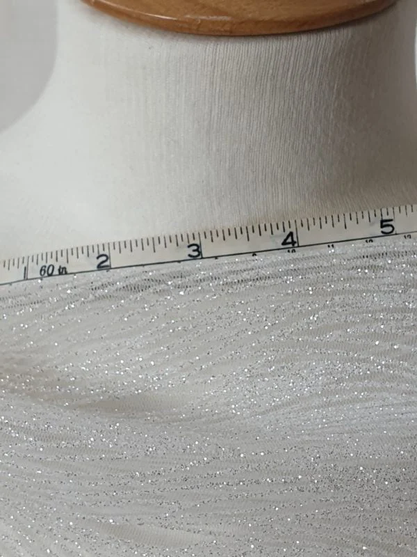 Glitter 'Wave' Ripple Sparkle Tulle in Ivory - Image 3