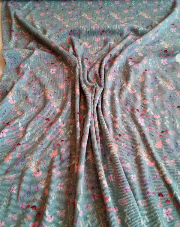 Wildflower Multi coloured stretch Ribbed Jersey