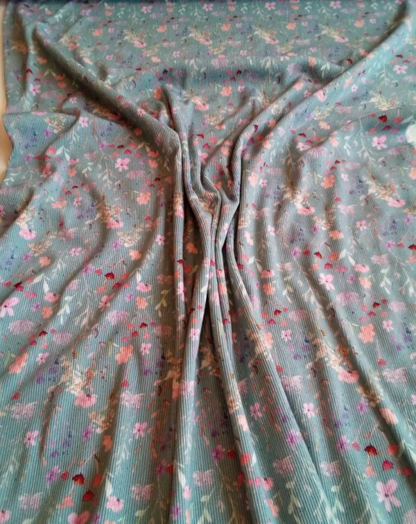 Wildflower Multi coloured stretch Ribbed Jersey