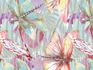 Viscose challis in Dragonfly Heliotrope Floral