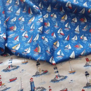 100% Cotton for crafting ' Nautical Theme' by Makower Fabrics sold per 1/2mt
