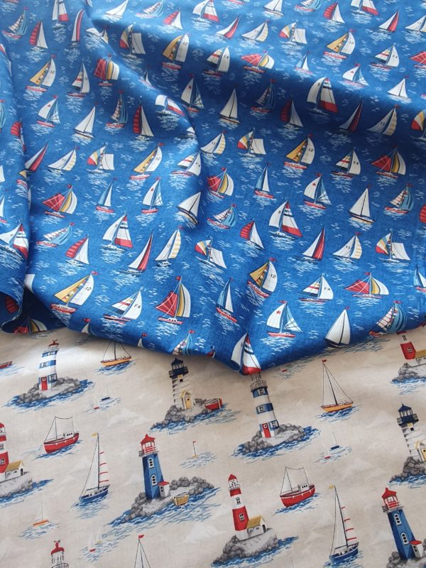 100% Cotton for crafting ' Nautical Theme' by Makower Fabrics sold per 1/2mt