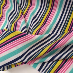 Polyester Linen Look in Multi Coloured Stripes-SALE!