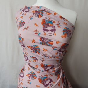 'Carmen' Dusty Pink Stretch Cotton Jersey