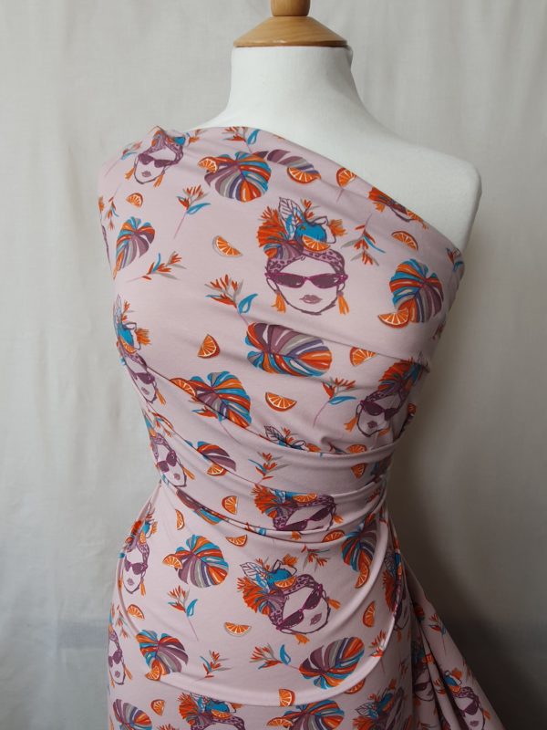 'Carmen' Dusty Pink Stretch Cotton Jersey