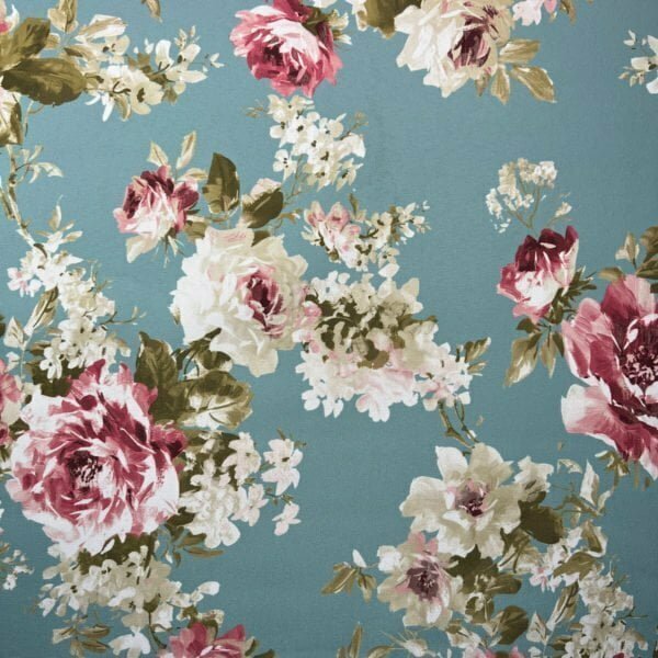 English Rose in Duck Egg Waterproof Outdoor Fabric - Image 2