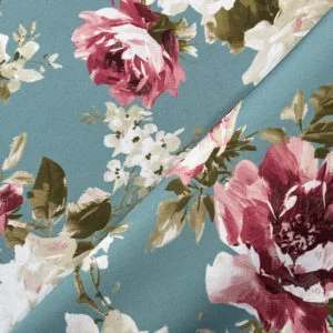 English Rose in Duck Egg Waterproof Outdoor Fabric