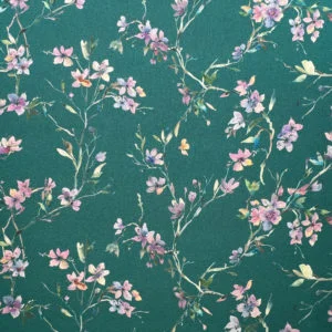 Fiore Teal 90% Recycled Cotton 10% Organic Linen Digitally Printed Fabric - OGL032