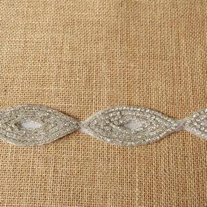 Clear Crystal Diamantee Art Deco 'Mask' Trim by the metre