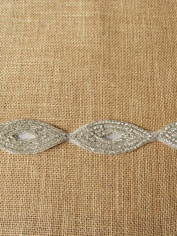 Clear Crystal Diamantee Art Deco 'Mask' Trim by the metre