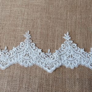 'Hannah' Ivory mini sequin and beaded Lace Scalloped Trim