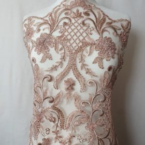 Embroidered and Beaded Sequin Tulle Lace in Cappucino