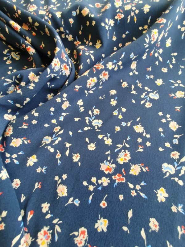 Indigo Floral silky crepe viscose