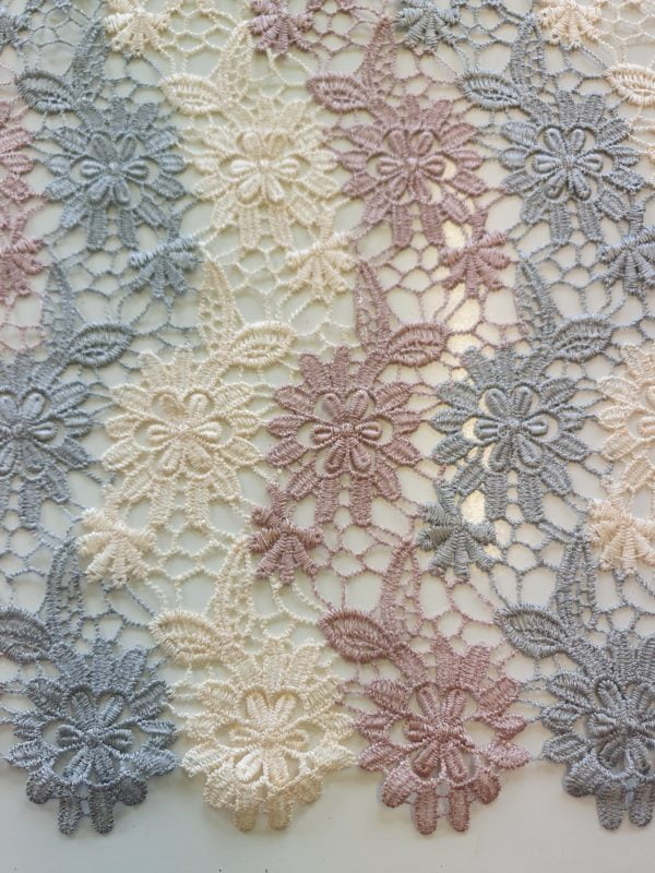 'Chloe' Vintage Cluny crochet styled Tri-Colour lace