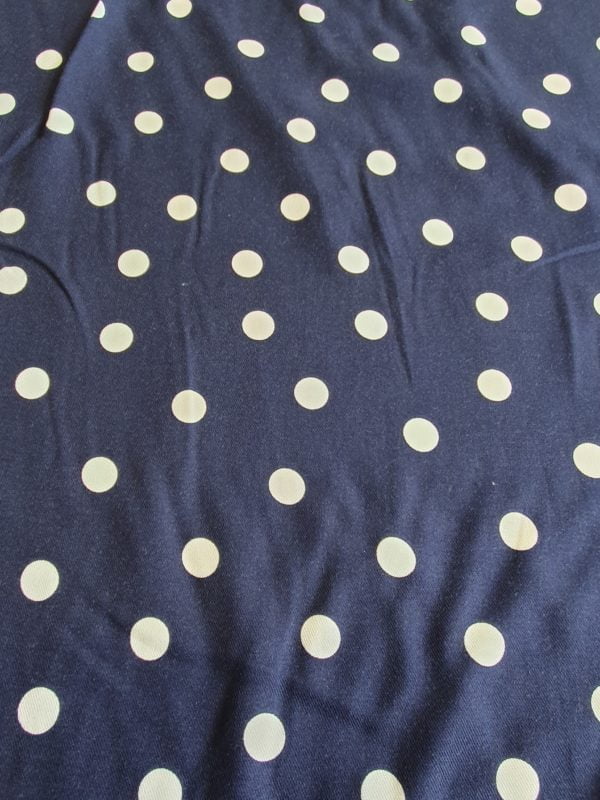 Navy and White polka Coin Spot on a Navy Brushed Viscose - Image 2