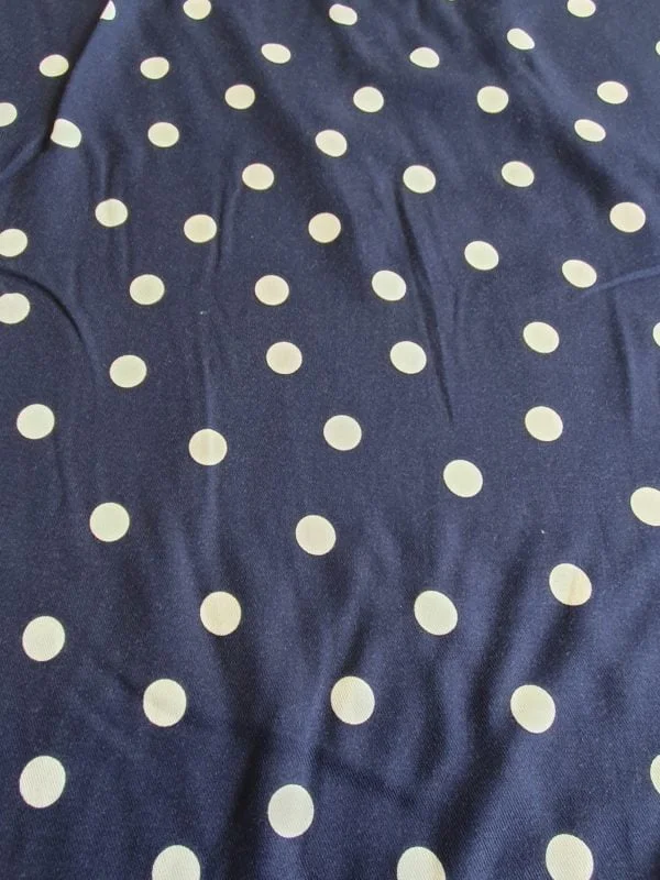 Navy and White polka Coin Spot on a Navy Brushed Viscose - Image 2