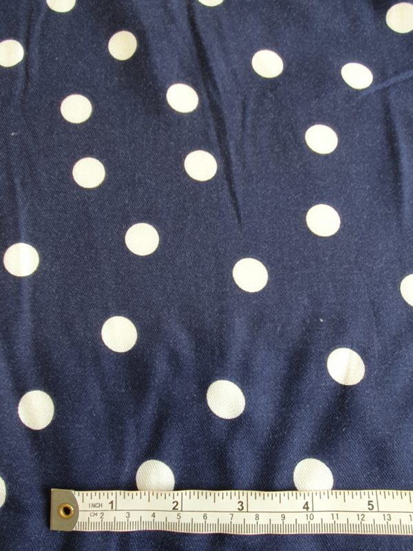 Navy and White polka Coin Spot on a Navy Brushed Viscose - Image 3