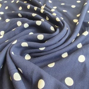 Navy and White polka Coin Spot on a Navy Brushed Viscose