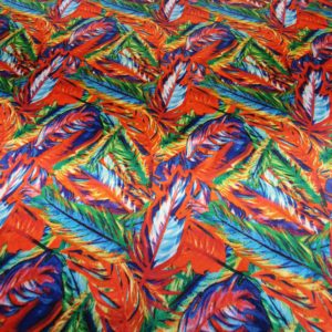 'Tropical Red' Satin Silky Polyester Hawaiian print